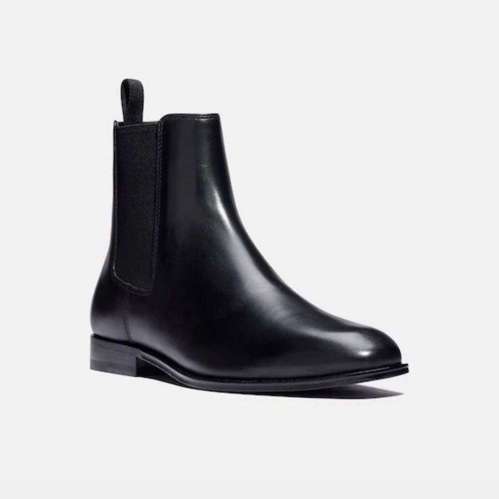 Men’s Black Leather Coach Chelsea Boots: Sz 9
